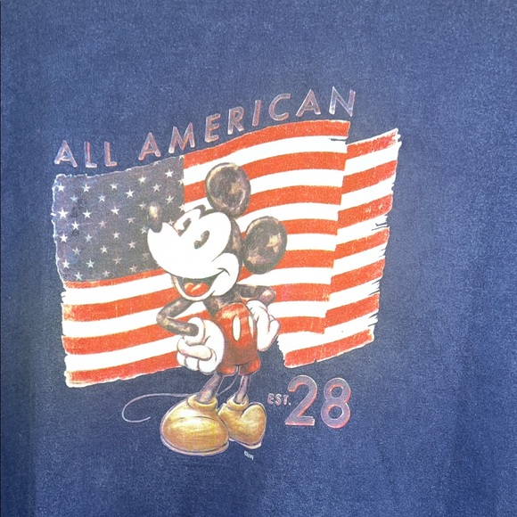 Disney Navy Blue Mickey Mouse American Flag Tee - Picture 2 of 5
